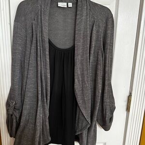 Kim Rogers Gray Draped Open-Front Women's Cardigan
